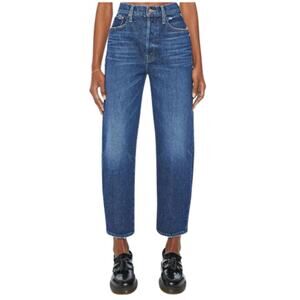Mother Denim The Curbside Flood Jeans Yee Haw Dark Wash Blue 29 Barrel Straight